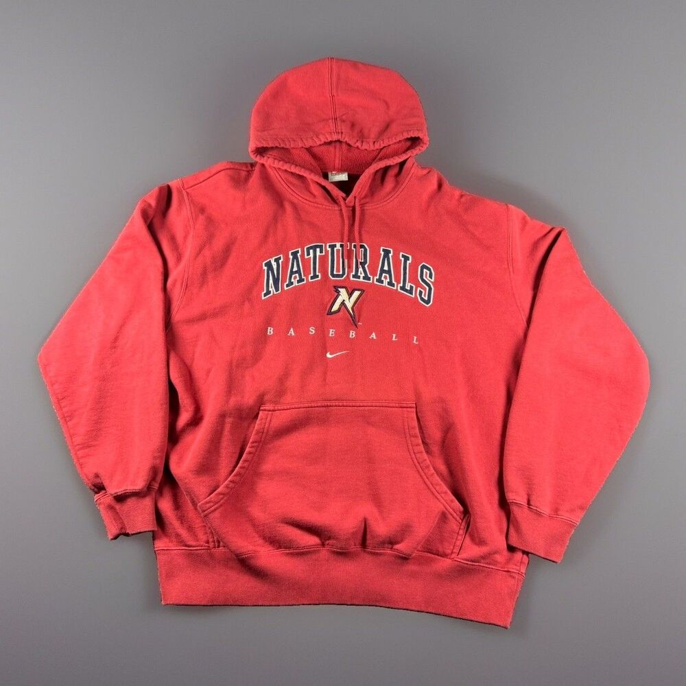 Vintage Nike Center Swoosh Hoodie XL Red Northwest Arkansas Naturals Y2K